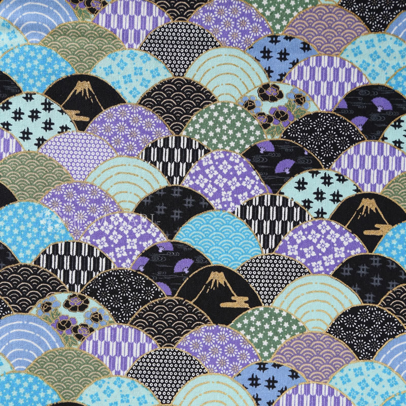 民芸シリーズ 青海波絵巻 / 水色×紫(light blue×purple)