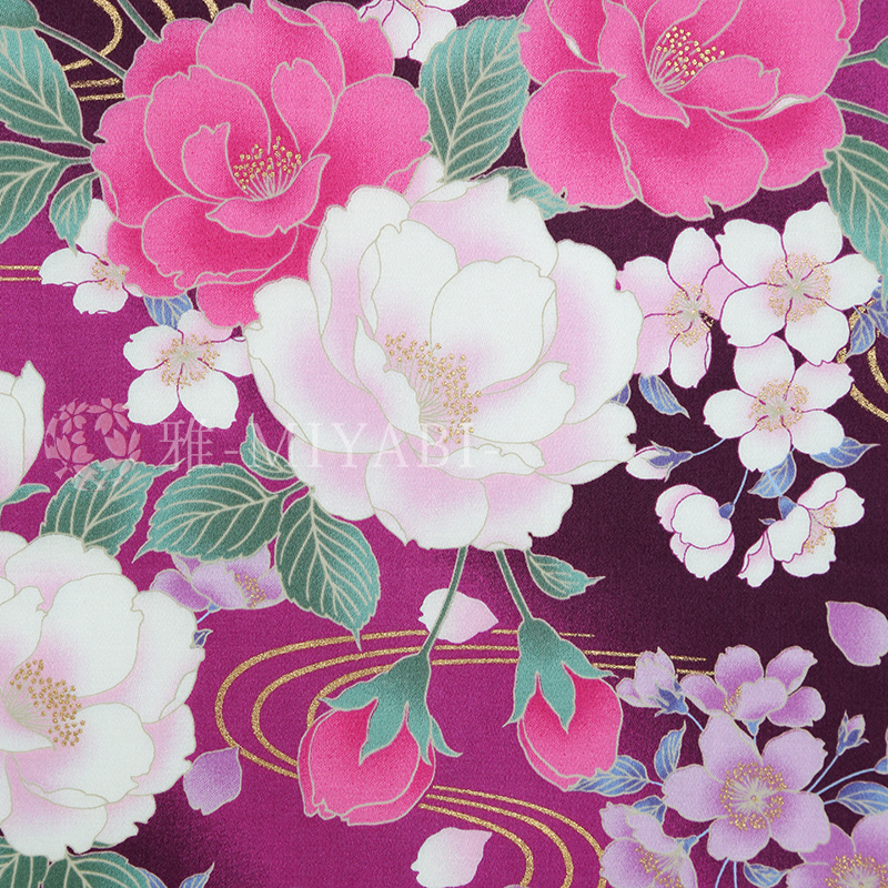 Cotton yuzen  桜尽し / Sakura zukushi/ 紫(purple)