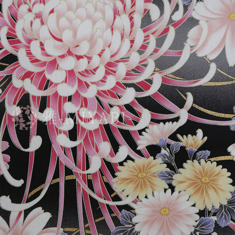 Cotton yuzen    菊尽し / Kiku zukushi / 黒(black)